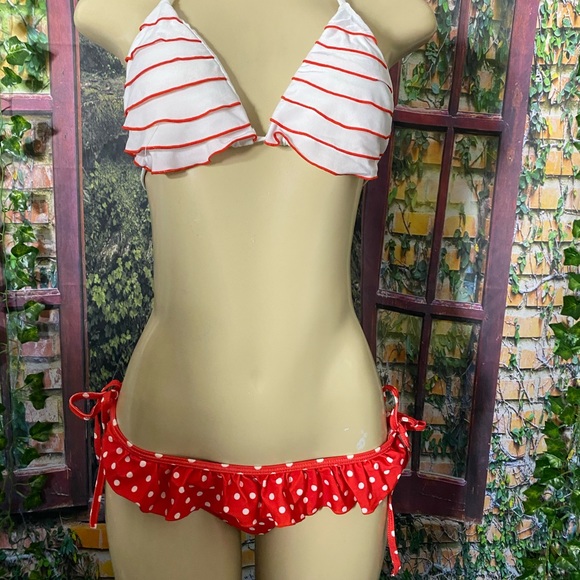Zaful Other - Zafil polka dot orange red/white bikini set Sz L